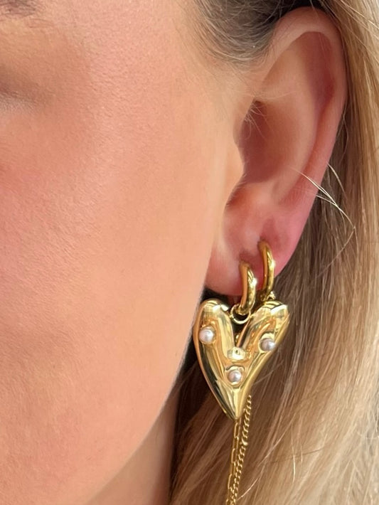 Heart Pearl Earrings